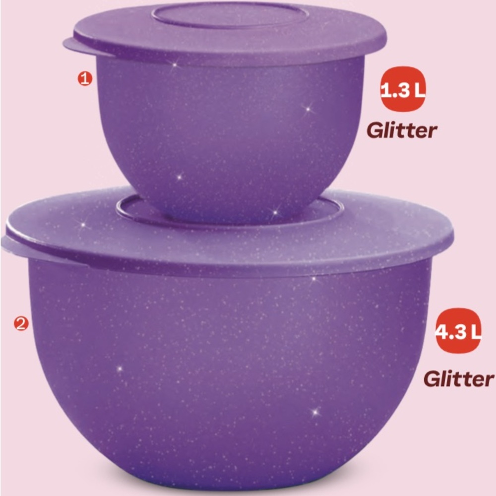 Brand new Tupperware murano purple glitter bowls